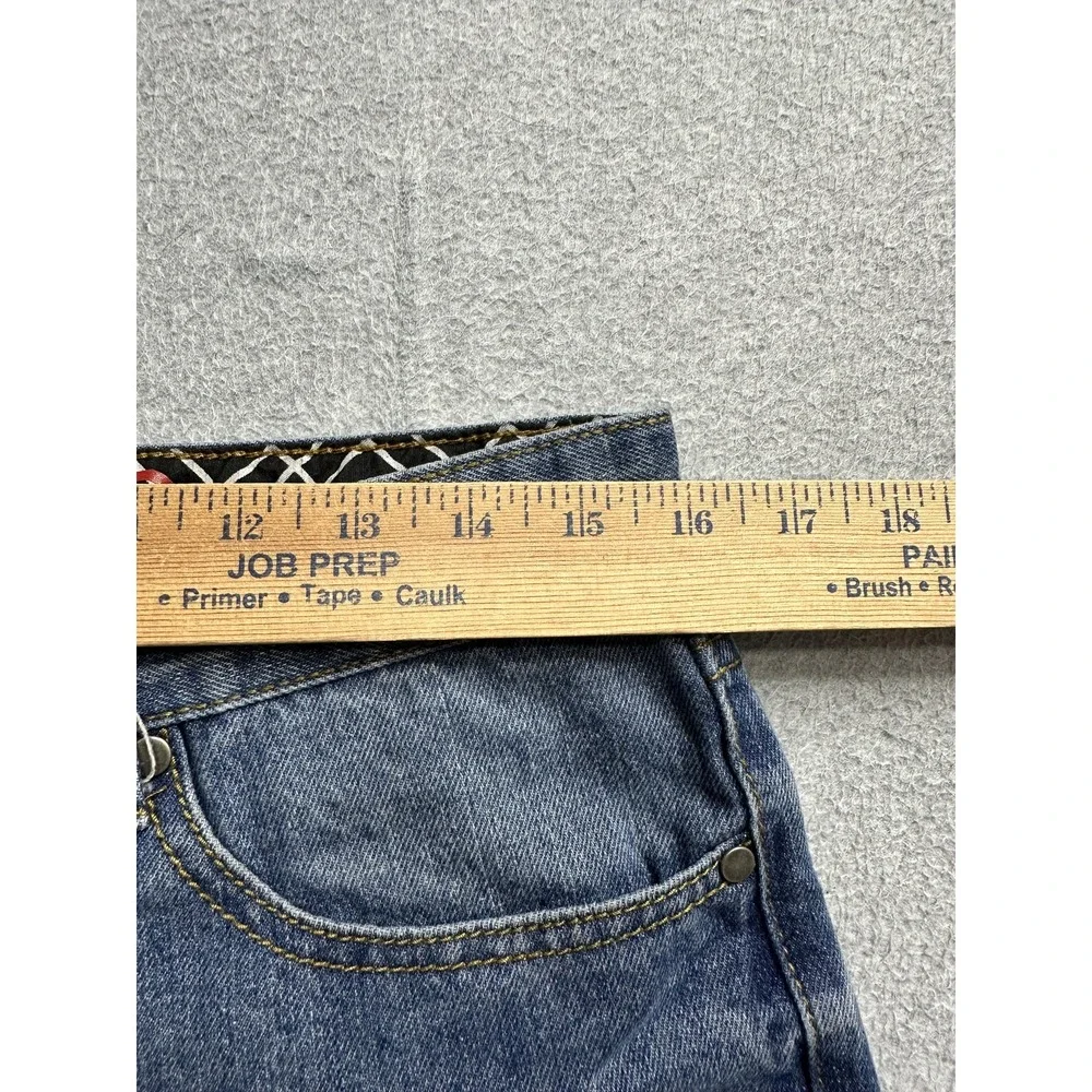 Linea Uomo Jeans Mens 32x32 Blue Straight Leg Denim Pants V Pocket Embroidery